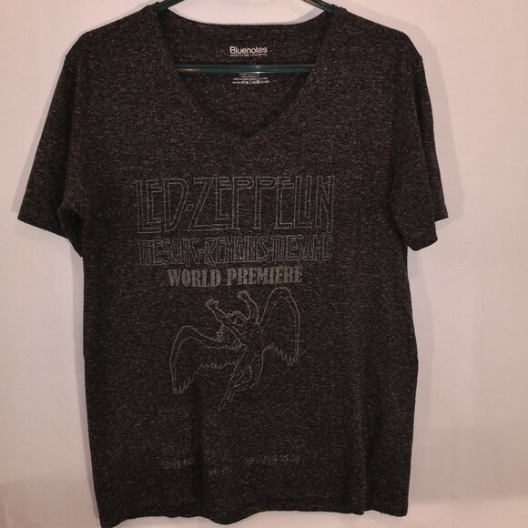Bluenotes Ladies Size Medium Dark Grey Led Zepplin Short Sleeves V-neck T-shirt - Picture 1 of 6